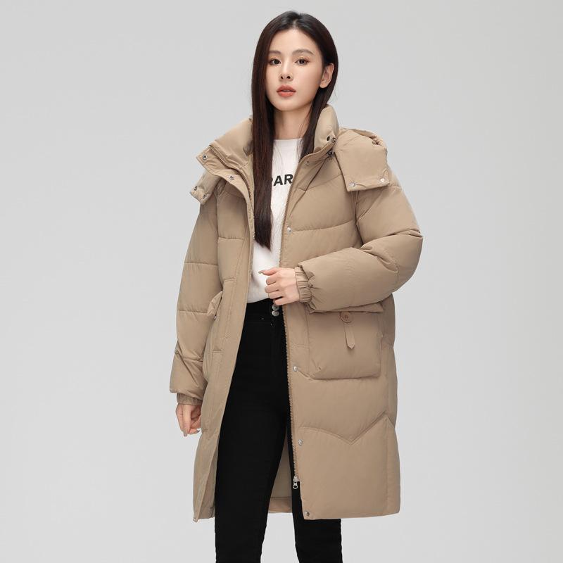 Down Cotton-padded Women's Medium and Long 2025 New Fashion Angola Red Thickened Winter Cotton-padded Women's Coat