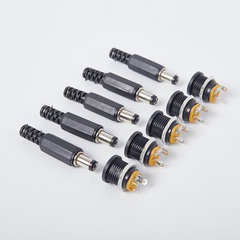 5Pcs Male Plug+5Pcs Dc022 Socket Female Jack Screw Nut Panel Mount Connector 12V