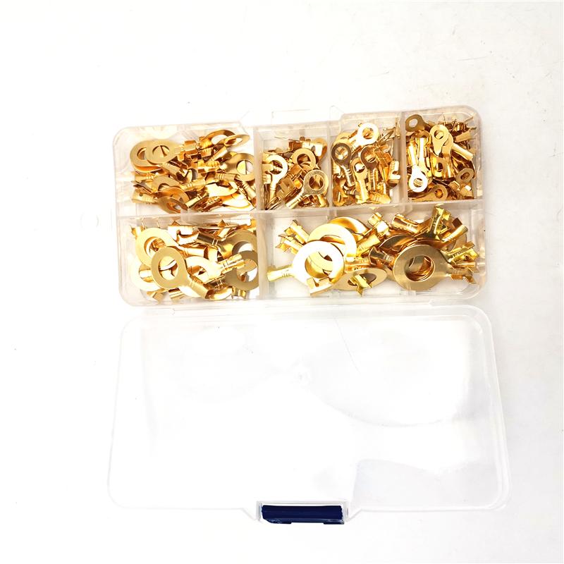 150pcs Insulated Ring Cable Lugs Assorted Ring Eyes 3.2-10.2mm Wire Cable Connectors Brass Terminals Assortment Kit