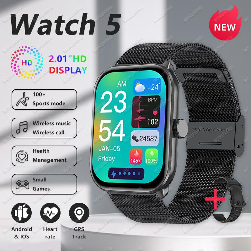 Новые умные часы с GPS-треком, 2,01-дюймовый Ultra HD экран, отслеживание движения и бега, монитор сердечного ритма, Bluetooth-звонки, умные часы