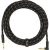 Fender Shield Cable Deluxe Series Instrument Cable, Straight/Angle, 18.6', Black Tweed 08