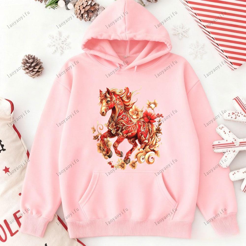 Year of The Horse 2026 Chinese New Year Graphic Men Women Hoodie Essentials Hoodie Street Fashion Pullover Street Fashion Hoodie