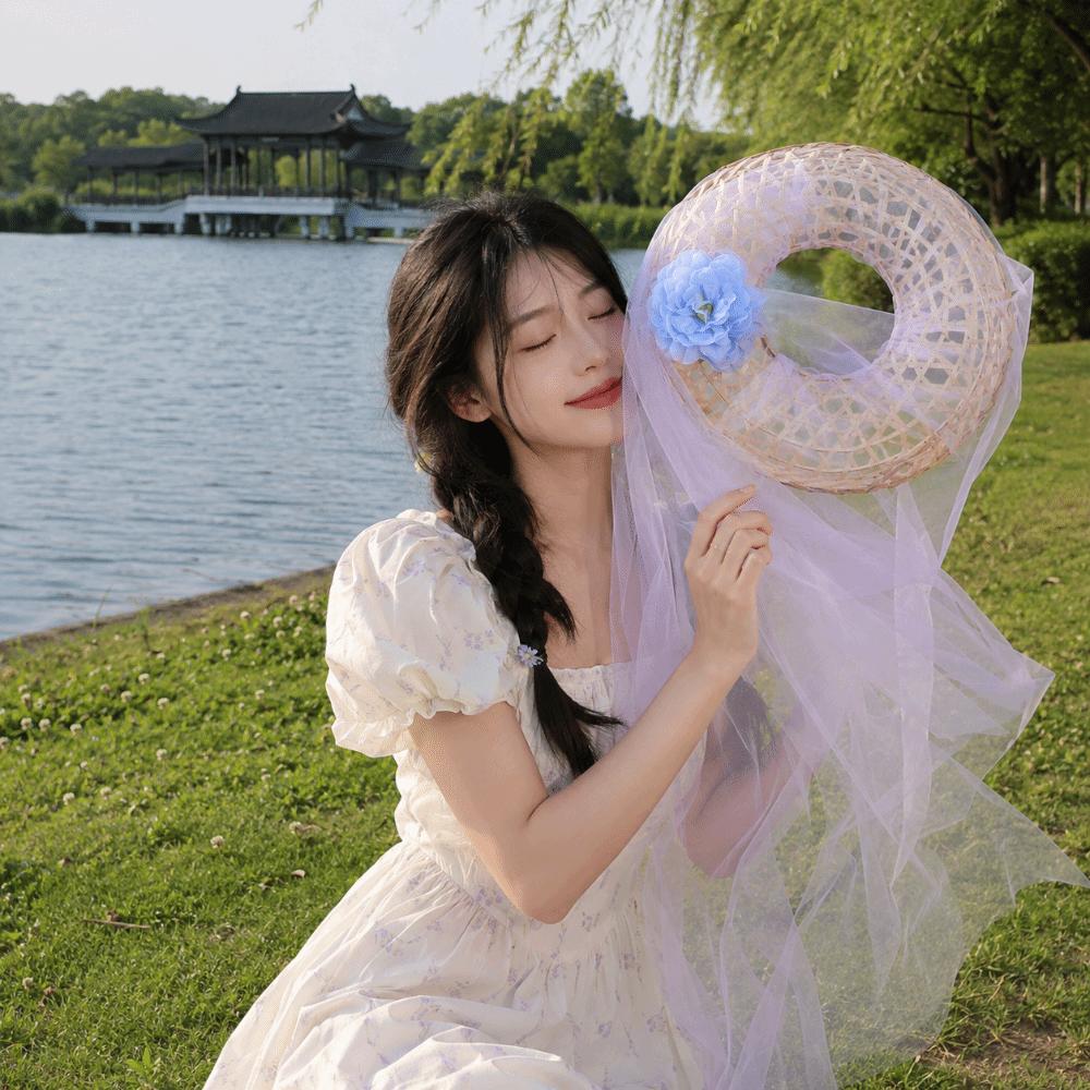 Mesh Tassel Bamboo Veil Hat Retro Style Cosplay Headdress New Hanfu Accessories Photography Prop