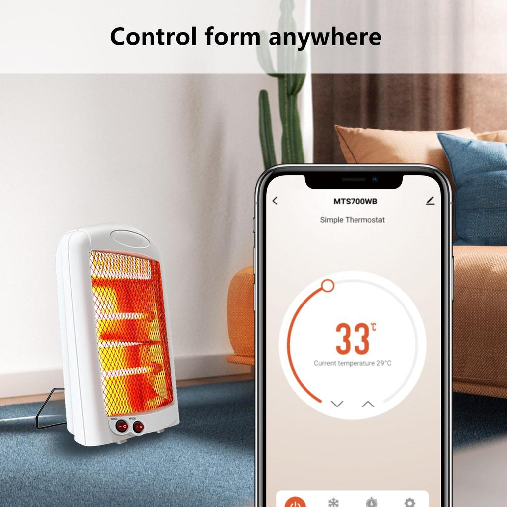 Программируемая розетка для интеллектуального термостата Wi-Fi, беспроводной электронный подключаемый контроллер температуры с дистанционным управлением через приложение.