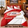 PSV Eindhoven FC Pattern Bedding 3Pcs Set Custom Name, Bed Sheet And Pillowcases For Home Bedroom