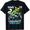 2nd Birthday Monster Truck Dinosaur Party Boys Rawr I'm 2 T-Shirt