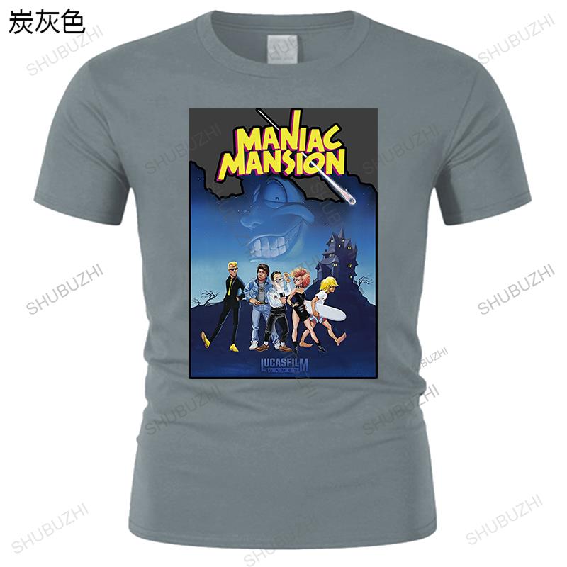 Men Cotton o-neck T Shirt Summer Tshirt MANIAC MANSION Lucasfilm Games 1987 retrogaming monkey island unisex tee-shirt