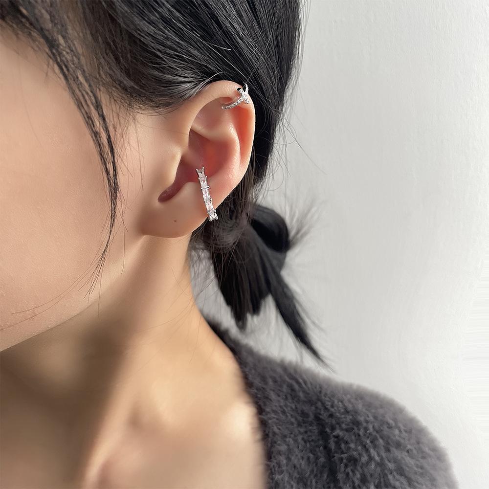 Geometric Small Zircon Ear Bone Clip Internet Celebrity Temperament Personality Sweet Cool Style Square Drill Earrings Without Piercings