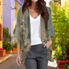 Ladies Fashion Loose Casual Print Beach Holiday   Sleeve Chiffon Cardigan