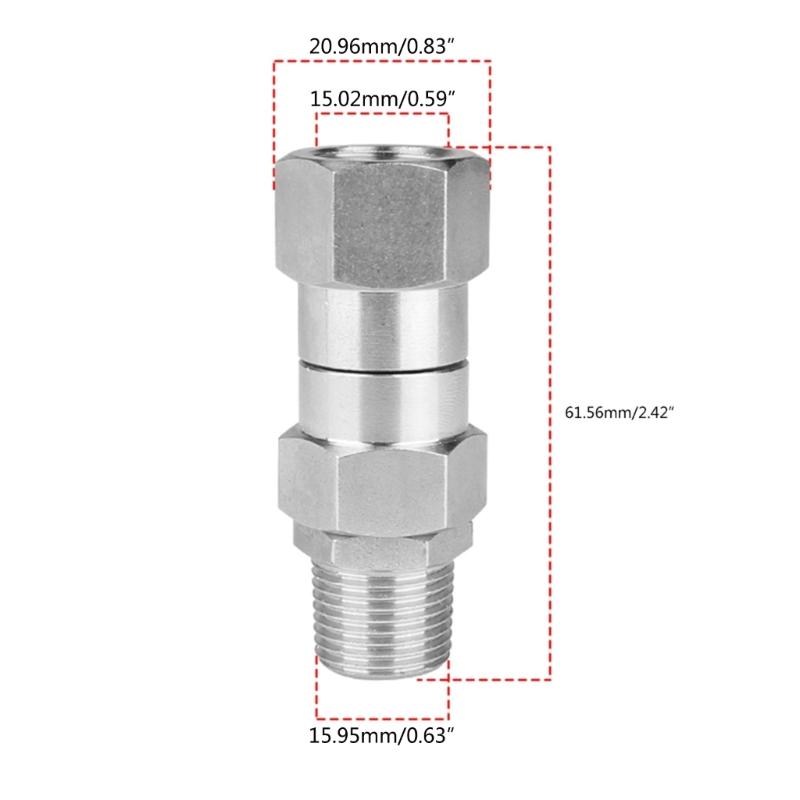 Аксессуар для мойки высокого давления 3/8'' NPT Наружная резьба/M22 14 мм Поворотное соединение Нержавеющая сталь Быстросъемный соединитель Антикоррозийный
