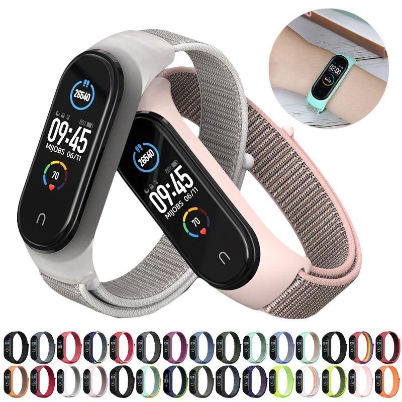 Прочный нейлоновый ремешок для Xiaomi Mi Band 3/4/5/6 Регулируемая дышащая петля Замена Легкий