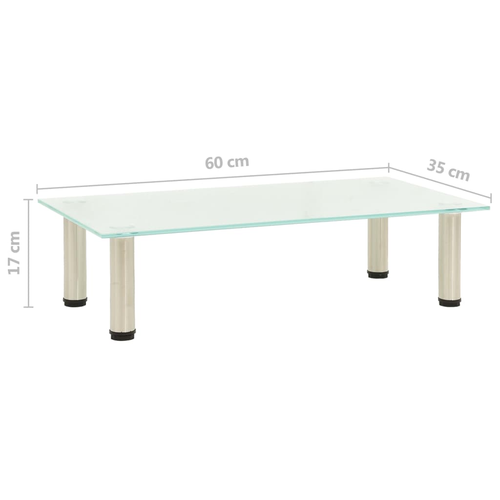 TV Stand 60 x 35 x 17 cm Satin Finished Tempered Glass