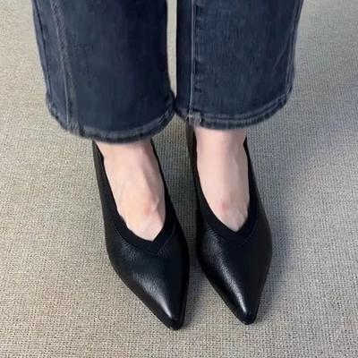 2024 Горячая Распродажа Женская Обувь Небольшие Женские Туфли На Высоком Каблуке Модные Прочные Офисные и Карьерные Сексуальные Туфли С Острым Носом Для ЖенщинZapatos Mujer