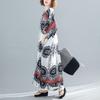Vintage Floral Satin Maxi Long Dress for Women Plus Size Casual Loose Summer Dresses New In