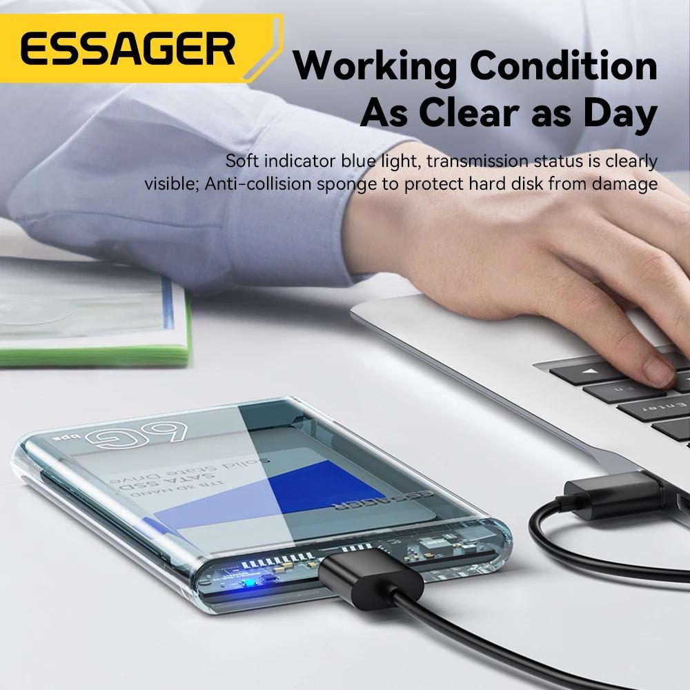 Essager 2,5-дюймовый корпус SATA USB 3,0 для жесткого диска, чехлы для мобильных жестких дисков для SSD 2,5-дюймовый корпус для хранения SATA, чехол для жесткого диска
