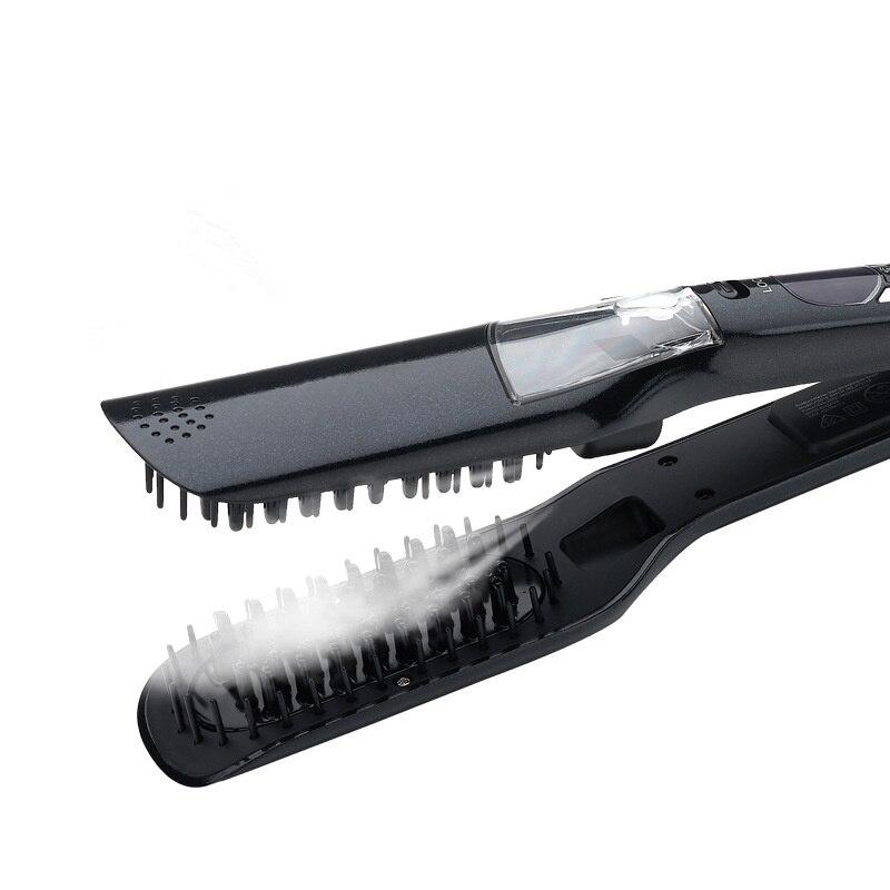 Hair Flat Iron LCD Hair Steam Straightener Brush Electric Dry & Wet Hair Iron Steam Straighten Comb Styling Tool