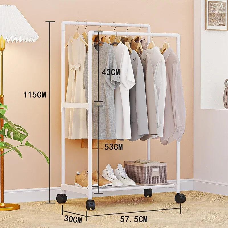 Simple Coat Rack Easy To Assemble Clothes Rack with Wheels PP Material Bedroom Storage Shelves Multi-layer Standing Furniture