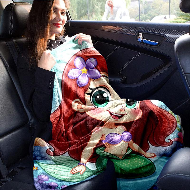 1pc. Cute Cartoon Mermaid Design Blanket, Soft Throw for Home Decor, Gift Idea, Soft Flannel Throw Blanket, Versatile & Cozy for Bedroom, Suitable for