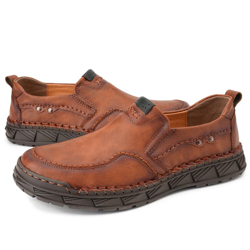 Мужская кожаная повседневная кожаная обувь большого размера с высоким берцем в стиле ретро, короткие сапоги