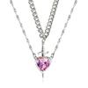 Can Be Assembled Heart and Sword Zircon Pendant Necklace for Women Men Couple Silver Gold Plated Choker Chain Jewelry