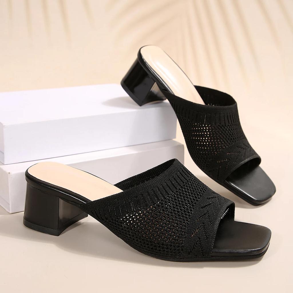 2024 Женские летние удобные повседневные сандалии без застежек на открытом воздухе Женские модные трендовые босоножки с открытым носком и мягким высоким каблуком Обувь для женщин