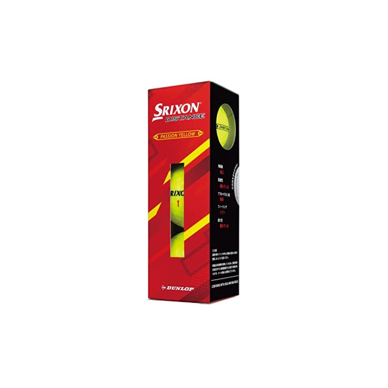 Мячи для гольфа DUNLOP SRIXON DISTANCE9, Модель 2022 года, 1 дюжина (12 мячей), Страсть Желтая