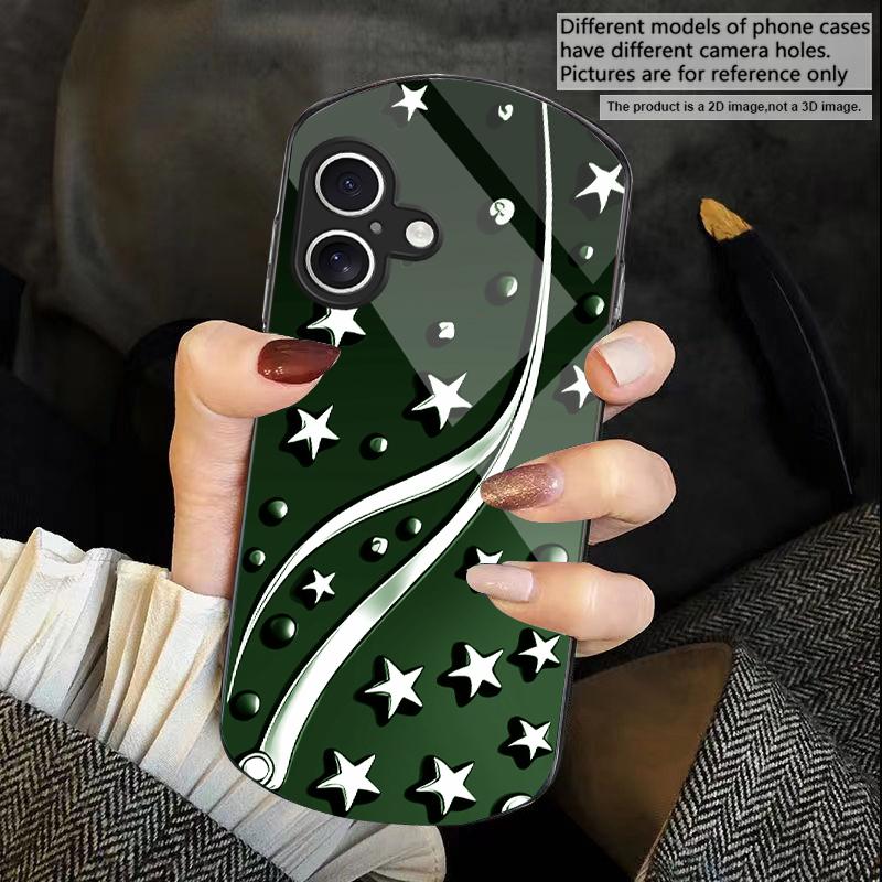 Deep Night with Stars For iPhone 17 16 15 14 Pro 13 Plus 12 mini 11 Pro Max XR X S 7 8 Elliptical Tempered Glass Phone Case