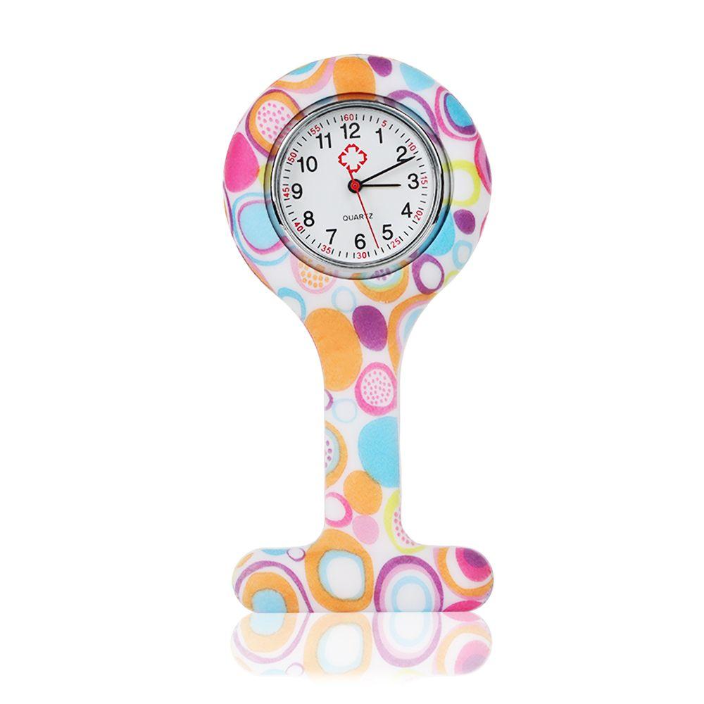 Unisex Silicone Multi Colors Lapel Watches with Second Hand Fob Nurse Watch Nursing Clip On