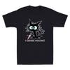 I Choose Violence Funny Black Cat Hold Knife Sarcastic Quote Retro Cotton Tee
