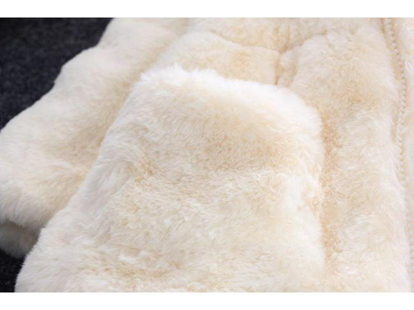 Зимняя пушистая куртка-свитер с кроличьими ушками для девочек - Толстое хлопковое пальто для детей от маленького до среднего возраста