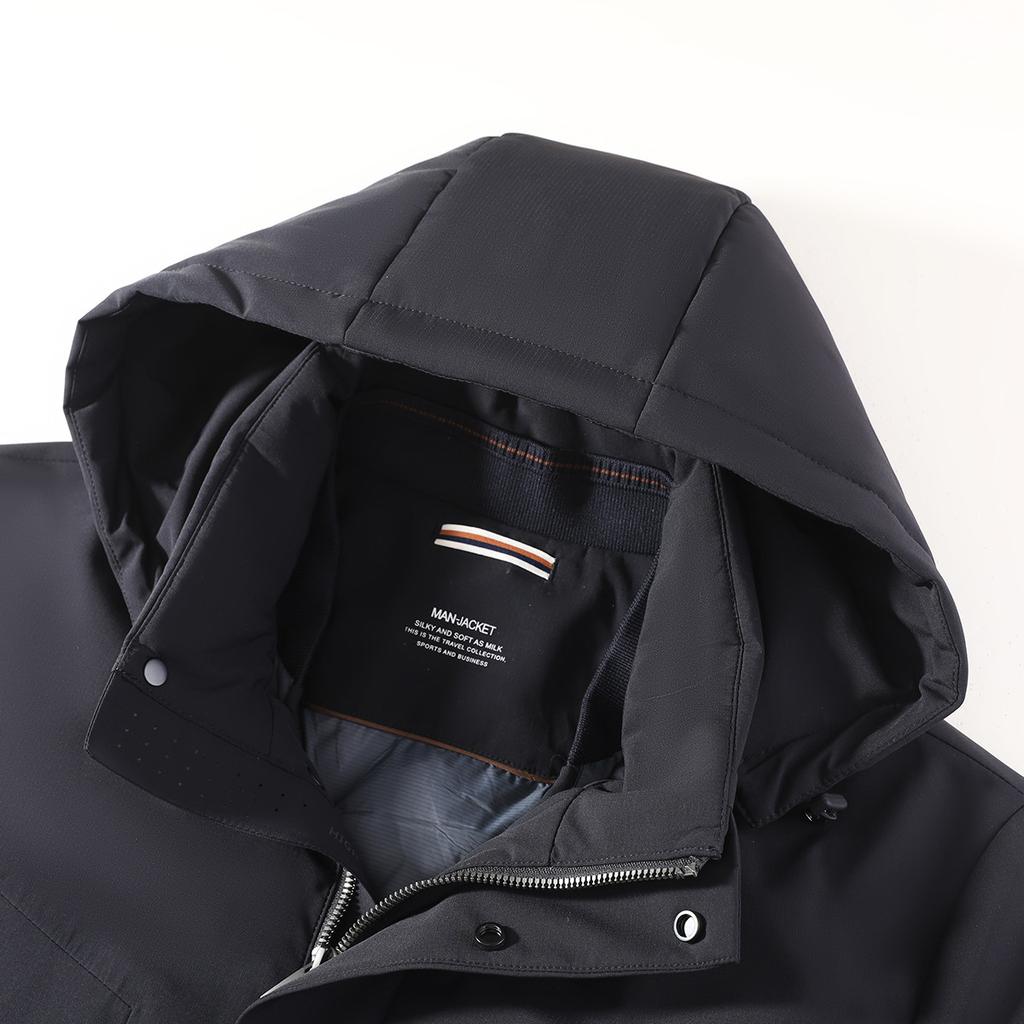 Men's Warm Hooded Down Jacket with Detachable 90% Goose Fleece Inner Tank