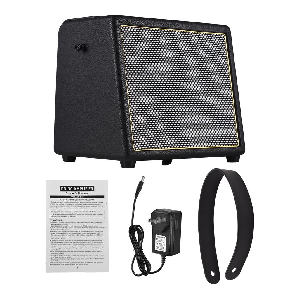 Rowin 30W Electric Guitar Amplifier with OTG and Rechargeable Portable Acoustic Guitar Amplifier with Reverb and Chorus Mic Aux and Headphone Jack for
