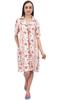 Bimba Short Sleeve Floral Print Off White Sleepshirt Women's Sleepwear Dress -