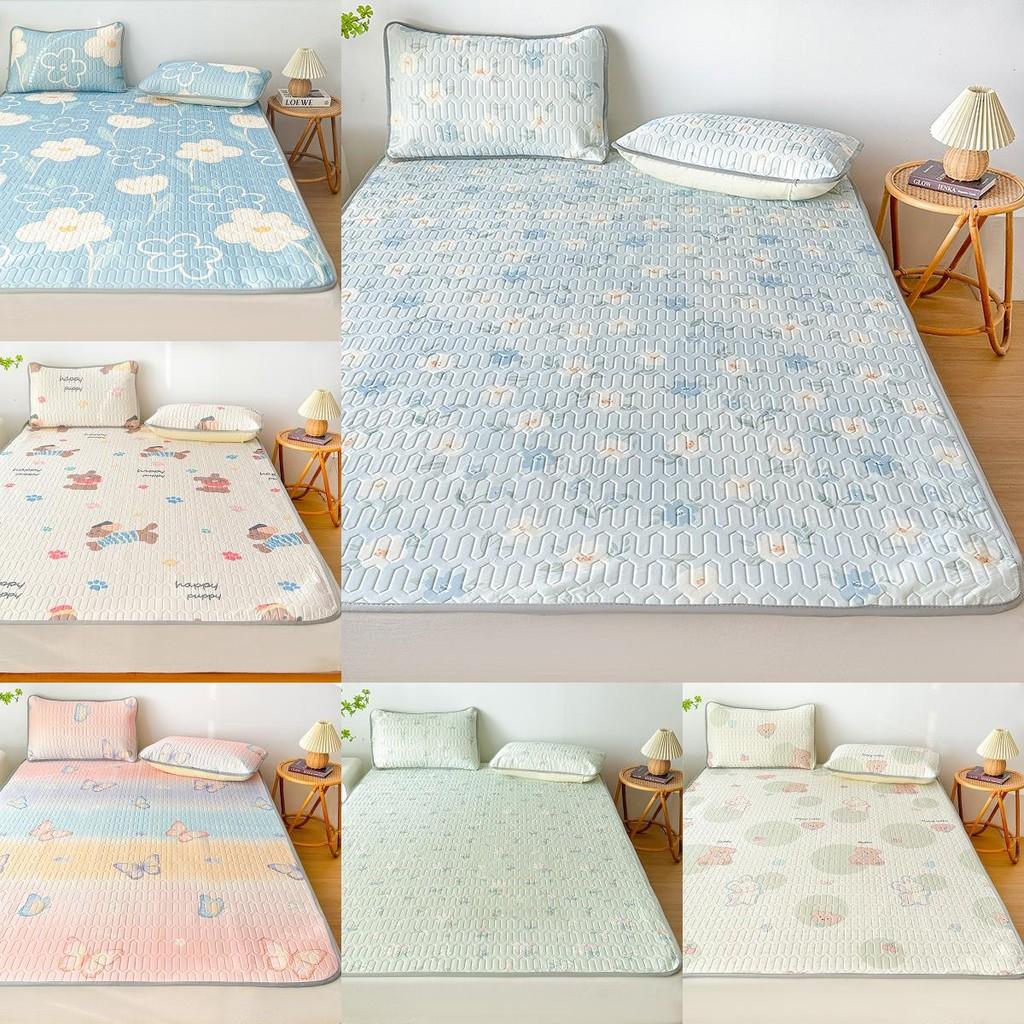 Summertime Bear Butterfly Dog Flower Patternlatex Bed Mat With Waterproof Print Material And Soft Pillowcases