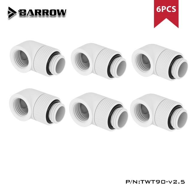 Barrow 4/6pcs TWT90-v2.5 ,90 Degree Rotary Fitting , G1/4" Rotatable 90 Adapter , For Cooling Equipment Adjust Connect Direction