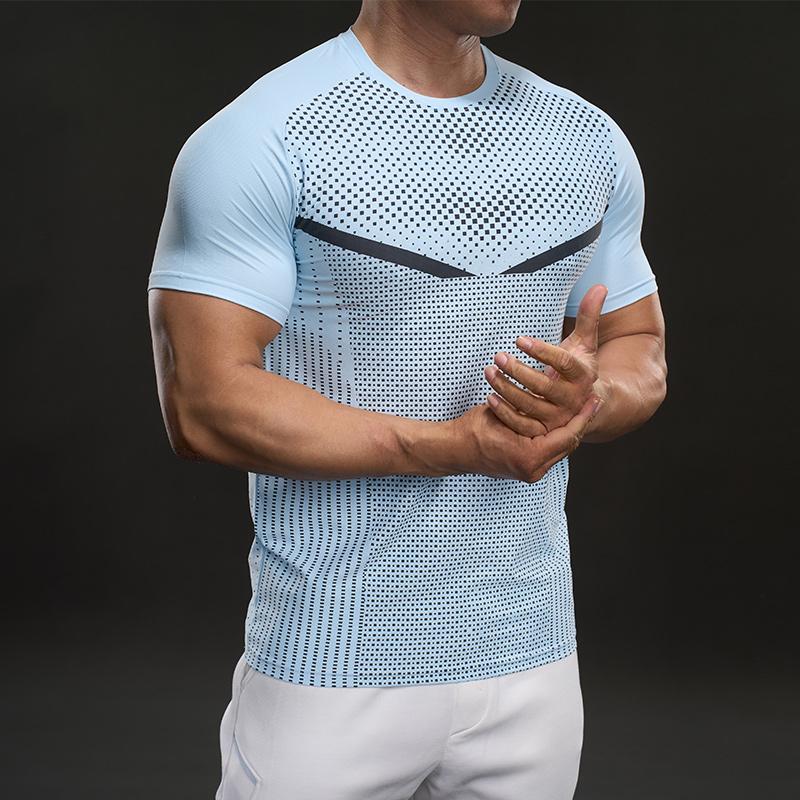 Strong and Elastic American Style Casual Short-sleeved T-shirt Fashion Sports Slim Fitness Outdoor T-shirt