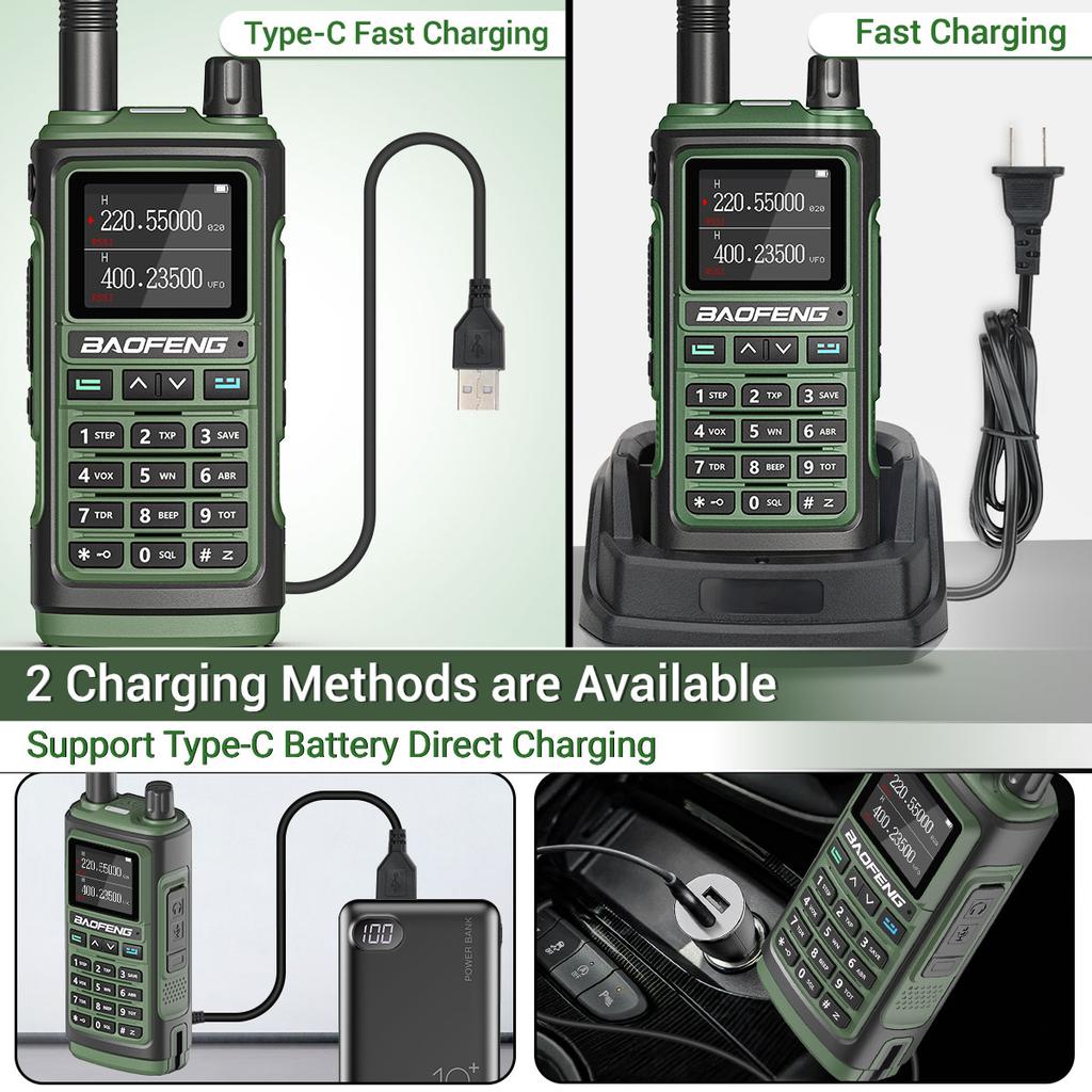 Baofeng UV 17 Pro Wireless Copy Frequency Walkie Talkie 16 KM Long Range Flashlight Type-C Charger Ham Radio