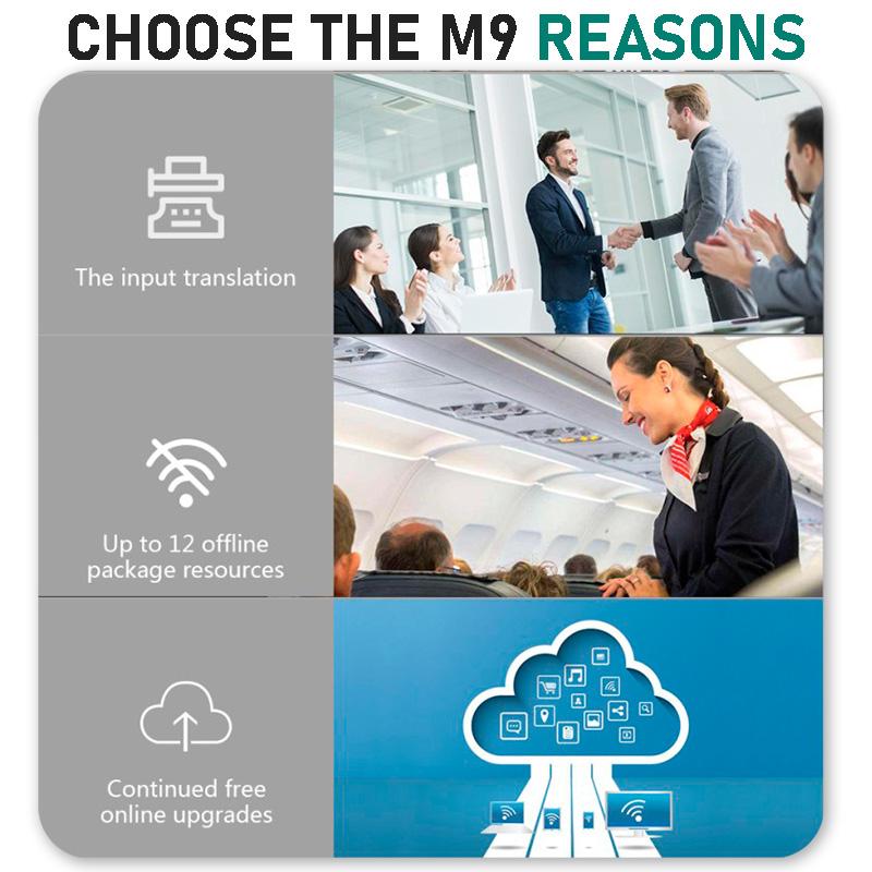 Voice Electronic Translator M9, 107 Languages Online, 16 Languages Offline, Photo Translation, Gray