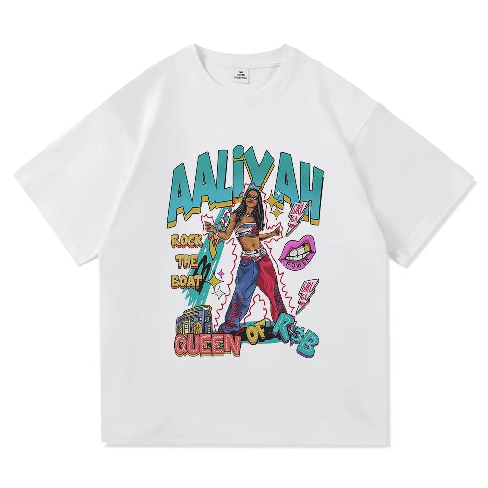 Футболка Aaliyah Модная Мужская Одежда Харадзюку Унисекс Высококачественные Хлопковые Топы Манга Забавные Графические Футболки для Фанатов Подарки