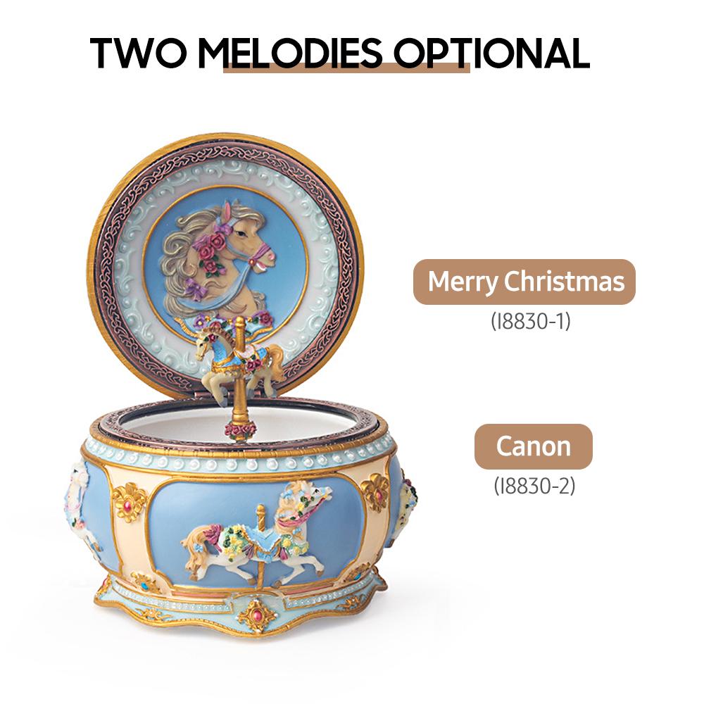 Светящаяся музыкальная шкатулка-карусель с красочной световой каруселью, заводной музыкальной вращающейся лошадью