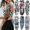 1 PC 480*170MM Full Arm Leg Temporary Tattoo Sticker for Women Men Waterproof Skull Compass Sexy Tattoo Body Art Fake Flower Tattoo Paper Sticker