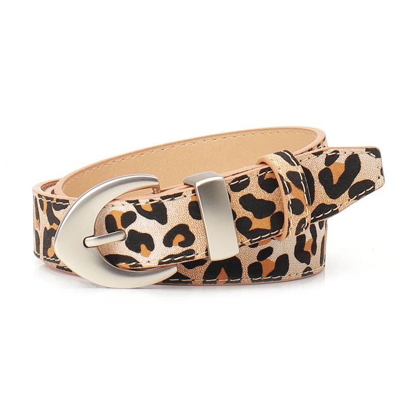 Women S Leopard Print Pu Leather Belt For Jeans Decoration Fashionable