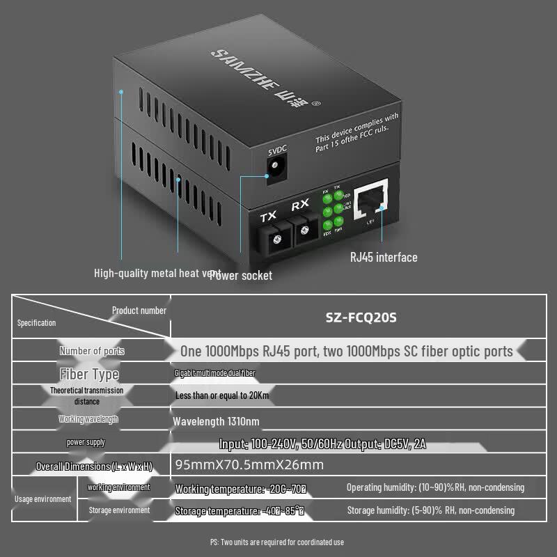 SAMZHE Gigabit Single-Mode Dual-Fiber Optic Transceiver