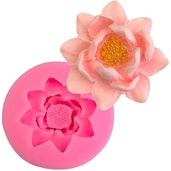 Pink 3D Flower Lotus Silicone Mold for DIY Cupcake Cake Topper Decoration Jelly Shots Fondant Mold Crystal Handmade Ice Cream Soap Mould Candy Making