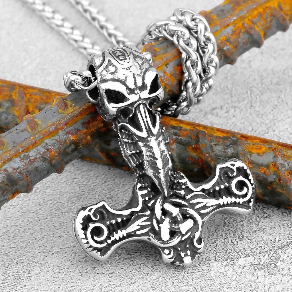 Скандинавский викинг из нержавеющей стали 316L, Викинг Мьельнир, скелет, молот Тора, руна, кулон, мужские уличные ювелирные изделия в стиле рок, аксессуары, мужской подарок BFF