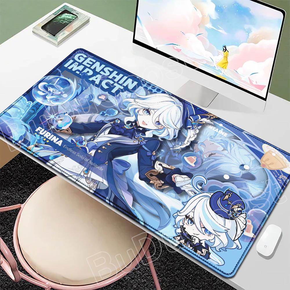 Новые обои Игрок Genshin Furina Коврик для мыши Аниме Игровой коврик для мыши HD Печать Настольные коврики Резиновый настольный коврик XXL Коврики для стола