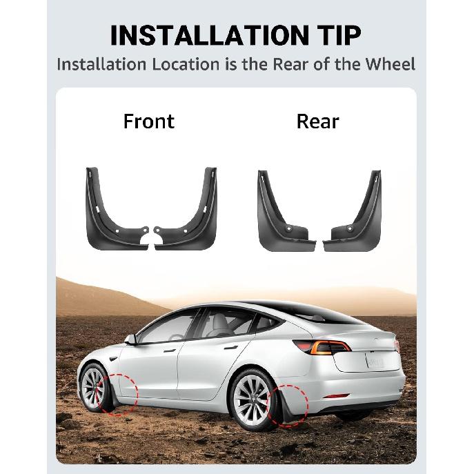 Брызговики для модели Tesla 3 года 2017-2022 2023 пластиковые брызговики Fender 4 шт./компл. черный, белый цвет из углеродного волокна