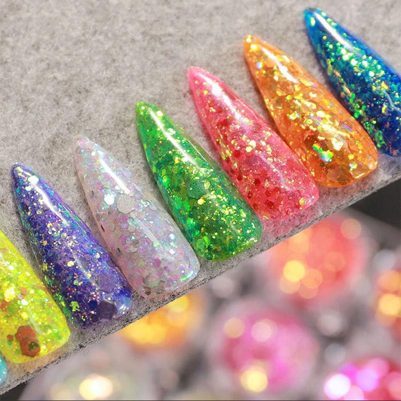 12 цветов/набор смешанных 3D ультратонких блестящих блесток для ногтей DIY хромированная пудра блестящая круглая толстая часть ослепительное украшение для маникюра