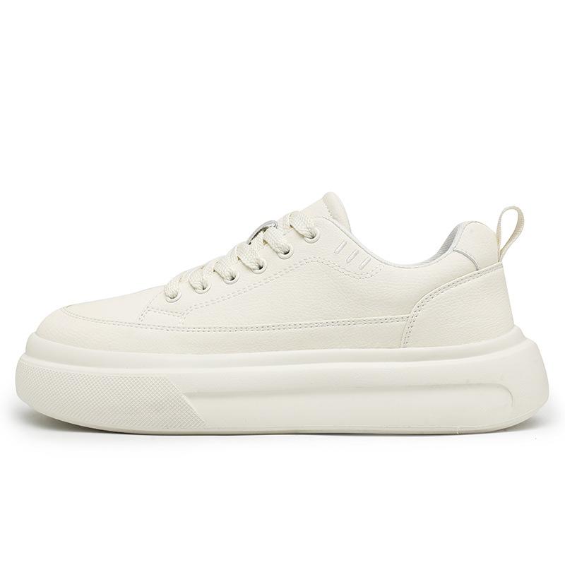 Men's black and white big head round head shoes men's shoes winter fashion new thick-soled versatile casual shoes low-top board shoes increase height