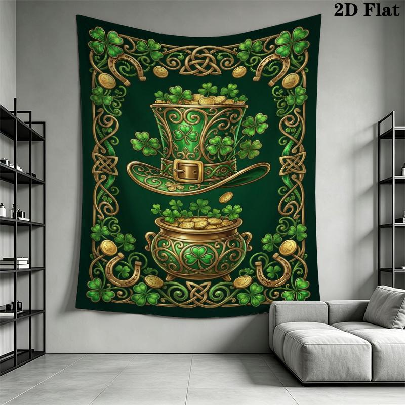 St.Patrick's Day Wall Tapestry Aesthetic Wall Hanging Printed Fabric Blanket Decorative Tapestries for Bedroom Living Room Home Decor